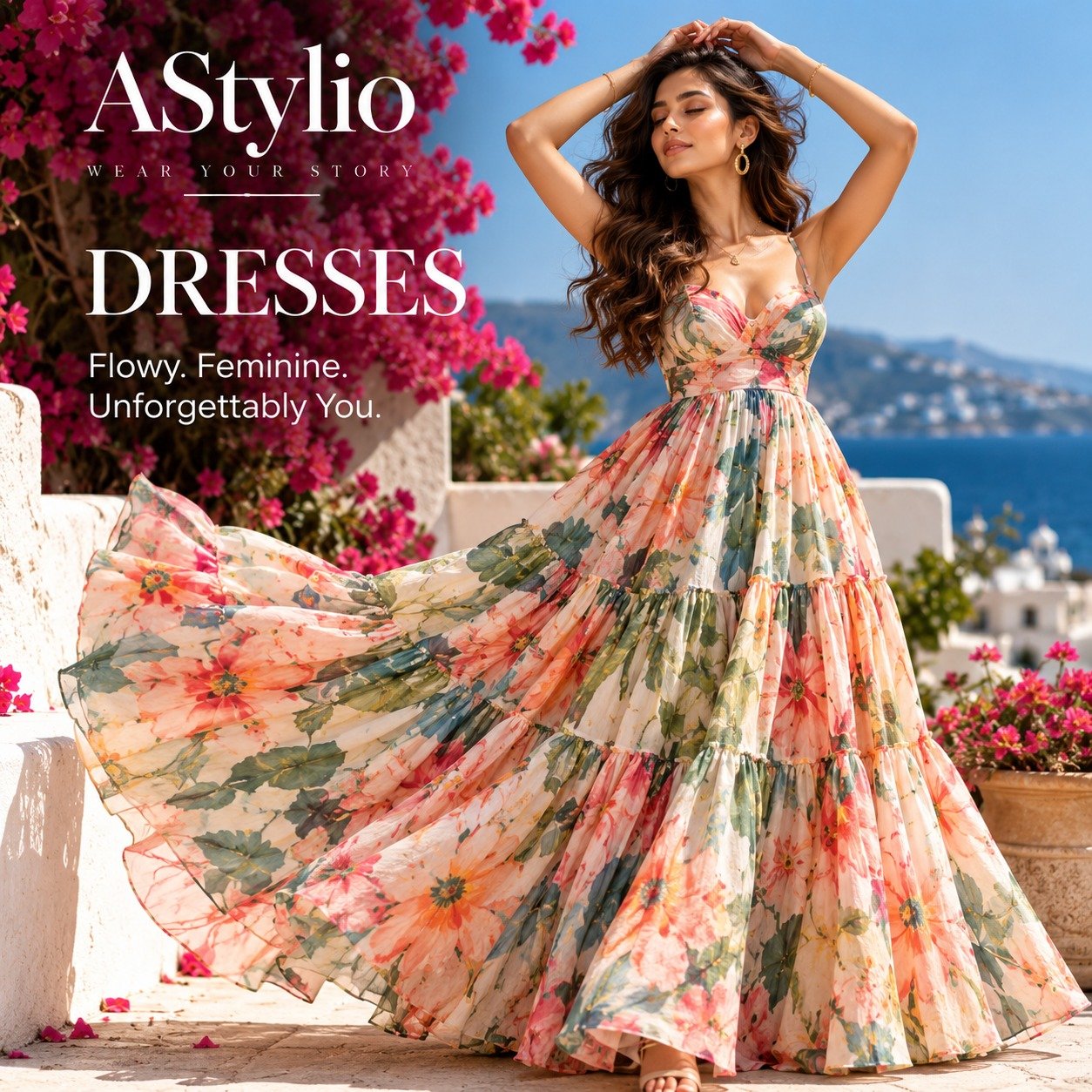Dresses — flowing floral maxi dress